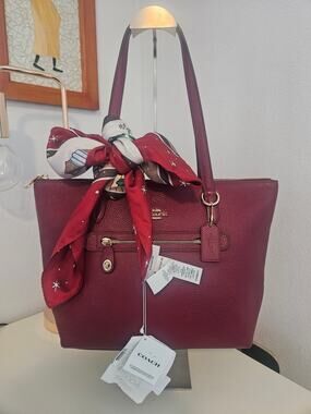 Coach Taylor Tote in Gold/Oxblood Pebbled Leather No38312